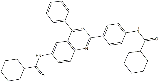 N-(2-{4-[(cyclohexylcarbonyl)amino]phenyl}-4-phenyl-6-quinazolinyl)cyclohexanecarboxamide 化学構造式