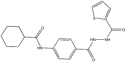 N-(4-{[2-(thien-2-ylcarbonyl)hydrazino]carbonyl}phenyl)cyclohexanecarboxamide Structure