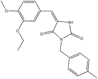 5-(3-ethoxy-4-methoxybenzylidene)-3-(4-methylbenzyl)-2,4-imidazolidinedione Struktur