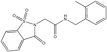 2-(1,1-dioxido-3-oxo-1,2-benzisothiazol-2(3H)-yl)-N-(2-methylbenzyl)acetamide,,结构式