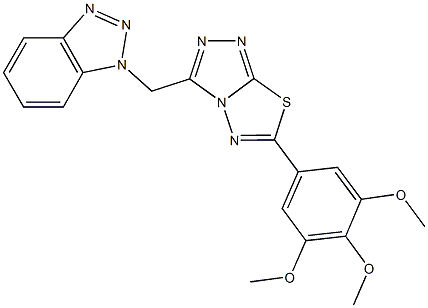 1-{[6-(3,4,5-trimethoxyphenyl)[1,2,4]triazolo[3,4-b][1,3,4]thiadiazol-3-yl]methyl}-1H-1,2,3-benzotriazole,,结构式