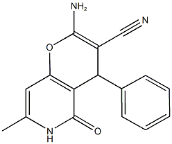 2-amino-7-methyl-5-oxo-4-phenyl-5,6-dihydro-4H-pyrano[3,2-c]pyridine-3-carbonitrile Structure