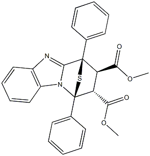 dimethyl (1S,11R,12R,13R)-1,11-diphenyl-14-thia-2,9-diazatetracyclo[9.2.1.0~2,10~.0~3,8~]tetradeca-3,5,7,9-tetraene-12,13-dicarboxylate Struktur