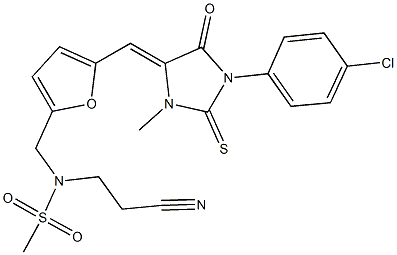  N-[(5-{[1-(4-chlorophenyl)-3-methyl-5-oxo-2-thioxo-4-imidazolidinylidene]methyl}-2-furyl)methyl]-N-(2-cyanoethyl)methanesulfonamide