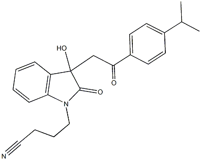 4-{3-hydroxy-3-[2-(4-isopropylphenyl)-2-oxoethyl]-2-oxo-2,3-dihydro-1H-indol-1-yl}butanenitrile Structure