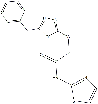 2-[(5-benzyl-1,3,4-oxadiazol-2-yl)sulfanyl]-N-(1,3-thiazol-2-yl)acetamide Structure