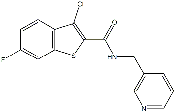 3-chloro-6-fluoro-N-(3-pyridinylmethyl)-1-benzothiophene-2-carboxamide,,结构式