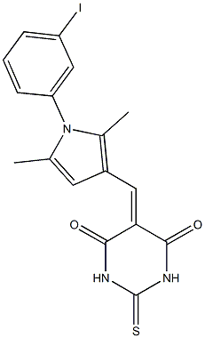 5-{[1-(3-iodophenyl)-2,5-dimethyl-1H-pyrrol-3-yl]methylene}-2-thioxodihydro-4,6(1H,5H)-pyrimidinedione 化学構造式