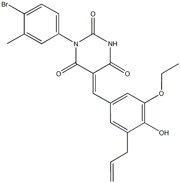 5-(3-allyl-5-ethoxy-4-hydroxybenzylidene)-1-(4-bromo-3-methylphenyl)-2,4,6(1H,3H,5H)-pyrimidinetrione,,结构式