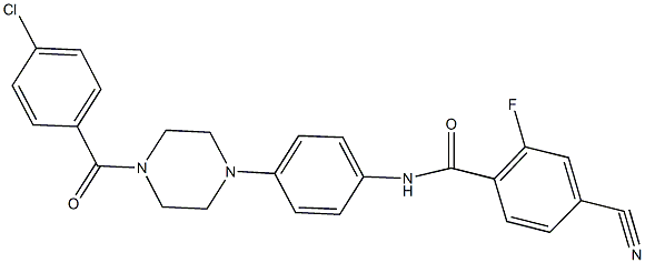 N-{4-[4-(4-chlorobenzoyl)-1-piperazinyl]phenyl}-4-cyano-2-fluorobenzamide Struktur