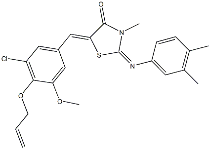 5-[4-(allyloxy)-3-chloro-5-methoxybenzylidene]-2-[(3,4-dimethylphenyl)imino]-3-methyl-1,3-thiazolidin-4-one Structure