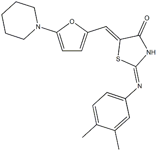 2-[(3,4-dimethylphenyl)imino]-5-{[5-(1-piperidinyl)-2-furyl]methylene}-1,3-thiazolidin-4-one Structure