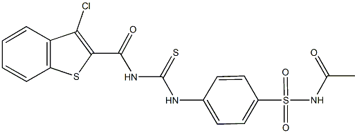  N-acetyl-4-[({[(3-chloro-1-benzothien-2-yl)carbonyl]amino}carbothioyl)amino]benzenesulfonamide