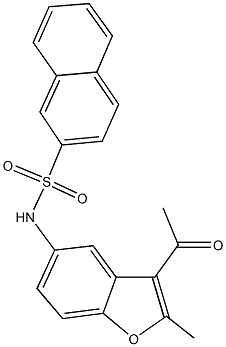 N-(3-acetyl-2-methyl-1-benzofuran-5-yl)-2-naphthalenesulfonamide,,结构式