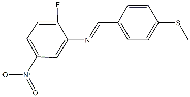 2-fluoro-N-[4-(methylsulfanyl)benzylidene]-5-nitroaniline Struktur