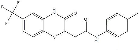 N-(2,4-dimethylphenyl)-2-[3-oxo-6-(trifluoromethyl)-3,4-dihydro-2H-1,4-benzothiazin-2-yl]acetamide Struktur