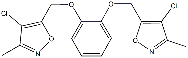 4-chloro-5-({2-[(4-chloro-3-methyl-5-isoxazolyl)methoxy]phenoxy}methyl)-3-methylisoxazole 化学構造式