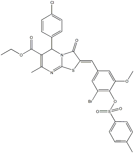 ethyl 2-(3-bromo-5-methoxy-4-{[(4-methylphenyl)sulfonyl]oxy}benzylidene)-5-(4-chlorophenyl)-7-methyl-3-oxo-2,3-dihydro-5H-[1,3]thiazolo[3,2-a]pyrimidine-6-carboxylate