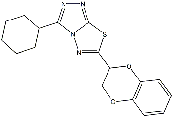 3-cyclohexyl-6-(2,3-dihydro-1,4-benzodioxin-2-yl)[1,2,4]triazolo[3,4-b][1,3,4]thiadiazole Struktur