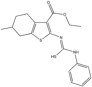 N'-[3-(ethoxycarbonyl)-6-methyl-4,5,6,7-tetrahydro-1-benzothien-2-yl]-N-phenylcarbamimidothioic acid Structure