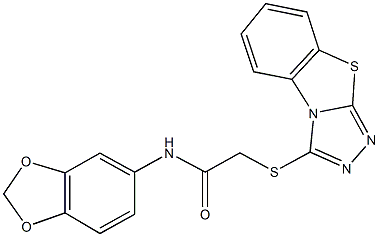 N-(1,3-benzodioxol-5-yl)-2-([1,2,4]triazolo[3,4-b][1,3]benzothiazol-3-ylsulfanyl)acetamide Struktur