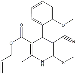 allyl 5-cyano-4-(2-methoxyphenyl)-2-methyl-6-(methylsulfanyl)-1,4-dihydropyridine-3-carboxylate,,结构式