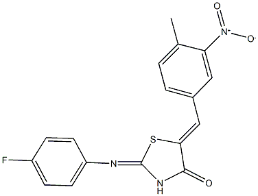 2-[(4-fluorophenyl)imino]-5-{3-nitro-4-methylbenzylidene}-1,3-thiazolidin-4-one Structure