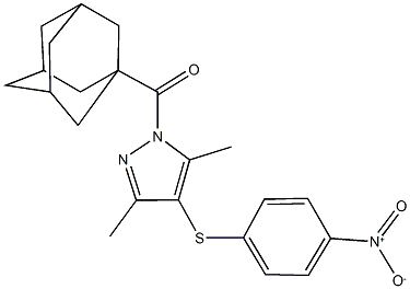 1-(1-adamantylcarbonyl)-4-({4-nitrophenyl}sulfanyl)-3,5-dimethyl-1H-pyrazole Struktur