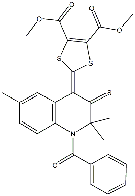 dimethyl 2-(1-benzoyl-2,2,6-trimethyl-3-thioxo-2,3-dihydro-4(1H)-quinolinylidene)-1,3-dithiole-4,5-dicarboxylate Struktur