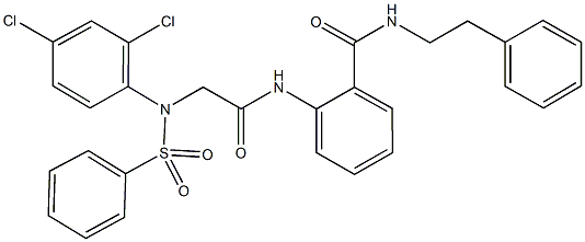 2-({[2,4-dichloro(phenylsulfonyl)anilino]acetyl}amino)-N-(2-phenylethyl)benzamide Struktur