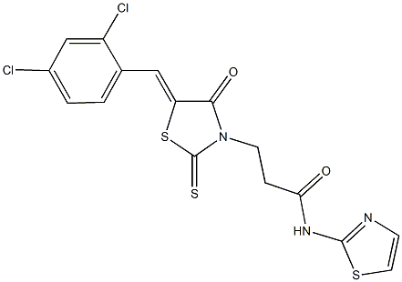  3-[5-(2,4-dichlorobenzylidene)-4-oxo-2-thioxo-1,3-thiazolidin-3-yl]-N-(1,3-thiazol-2-yl)propanamide