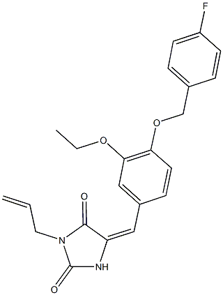 3-allyl-5-{3-ethoxy-4-[(4-fluorobenzyl)oxy]benzylidene}-2,4-imidazolidinedione Structure