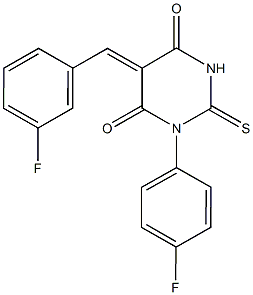 5-(3-fluorobenzylidene)-1-(4-fluorophenyl)-2-thioxodihydropyrimidine-4,6(1H,5H)-dione Structure