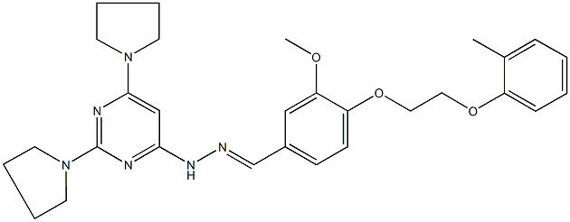 3-methoxy-4-[2-(2-methylphenoxy)ethoxy]benzaldehyde (2,6-dipyrrolidin-1-ylpyrimidin-4-yl)hydrazone Structure