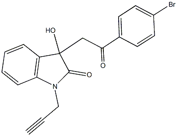 3-[2-(4-bromophenyl)-2-oxoethyl]-3-hydroxy-1-(2-propynyl)-1,3-dihydro-2H-indol-2-one,,结构式