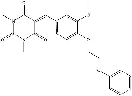 5-[3-methoxy-4-(2-phenoxyethoxy)benzylidene]-1,3-dimethyl-2,4,6(1H,3H,5H)-pyrimidinetrione,,结构式