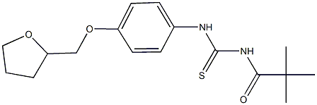 N-(2,2-dimethylpropanoyl)-N'-[4-(tetrahydro-2-furanylmethoxy)phenyl]thiourea 化学構造式