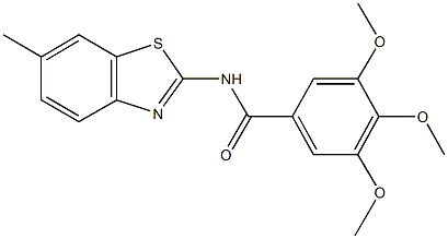 3,4,5-trimethoxy-N-(6-methyl-1,3-benzothiazol-2-yl)benzamide,,结构式