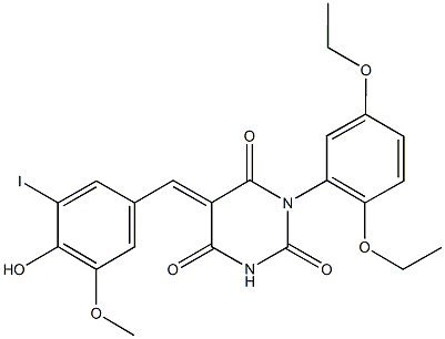 1-(2,5-diethoxyphenyl)-5-(4-hydroxy-3-iodo-5-methoxybenzylidene)-2,4,6(1H,3H,5H)-pyrimidinetrione|