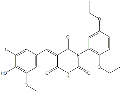 1-(2,5-diethoxyphenyl)-5-(4-hydroxy-3-iodo-5-methoxybenzylidene)-2,4,6(1H,3H,5H)-pyrimidinetrione