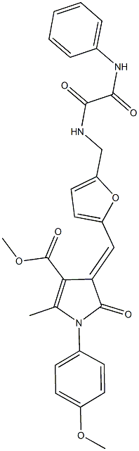 methyl 4-{[5-({[anilino(oxo)acetyl]amino}methyl)-2-furyl]methylene}-1-(4-methoxyphenyl)-2-methyl-5-oxo-4,5-dihydro-1H-pyrrole-3-carboxylate Structure