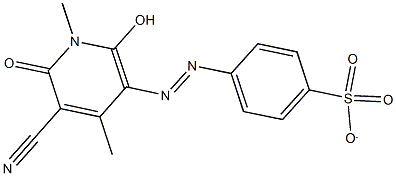 4-[(5-cyano-2-hydroxy-1,4-dimethyl-6-oxo-1,6-dihydro-3-pyridinyl)diazenyl]benzenesulfonate 化学構造式