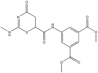 dimethyl 5-({[2-(methylamino)-4-oxo-5,6-dihydro-4H-1,3-thiazin-6-yl]carbonyl}amino)isophthalate,,结构式