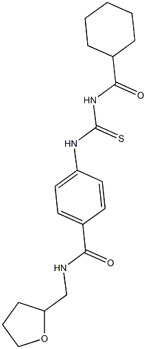4-({[(cyclohexylcarbonyl)amino]carbothioyl}amino)-N-(tetrahydro-2-furanylmethyl)benzamide Structure