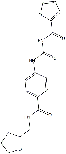 4-{[(2-furoylamino)carbothioyl]amino}-N-(tetrahydro-2-furanylmethyl)benzamide,,结构式