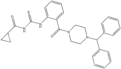 N-{2-[(4-benzhydryl-1-piperazinyl)carbonyl]phenyl}-N'-(cyclopropylcarbonyl)thiourea Struktur