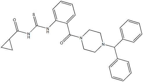 N-{2-[(4-benzhydryl-1-piperazinyl)carbonyl]phenyl}-N'-(cyclopropylcarbonyl)thiourea Structure