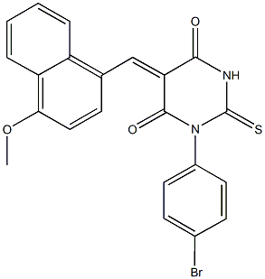 1-(4-bromophenyl)-5-[(4-methoxy-1-naphthyl)methylene]-2-thioxodihydro-4,6(1H,5H)-pyrimidinedione,,结构式