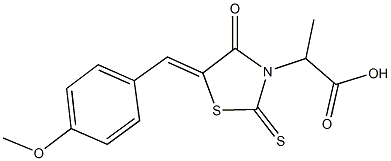 2-[5-(4-methoxybenzylidene)-4-oxo-2-thioxo-1,3-thiazolidin-3-yl]propanoic acid Struktur