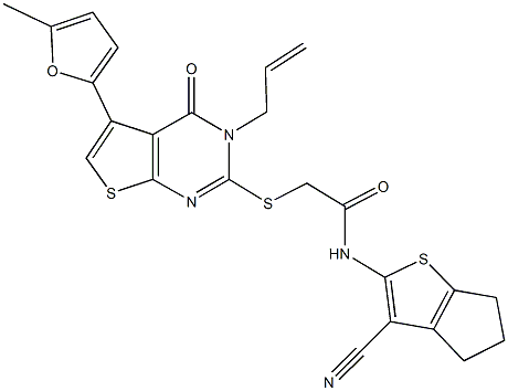 2-{[3-allyl-5-(5-methyl-2-furyl)-4-oxo-3,4-dihydrothieno[2,3-d]pyrimidin-2-yl]sulfanyl}-N-(3-cyano-5,6-dihydro-4H-cyclopenta[b]thien-2-yl)acetamide